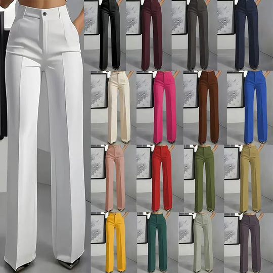 Damen Hochtaillierte Palazzo-Hose mit Bügelfalte und Eingrifftaschen Shop Nory