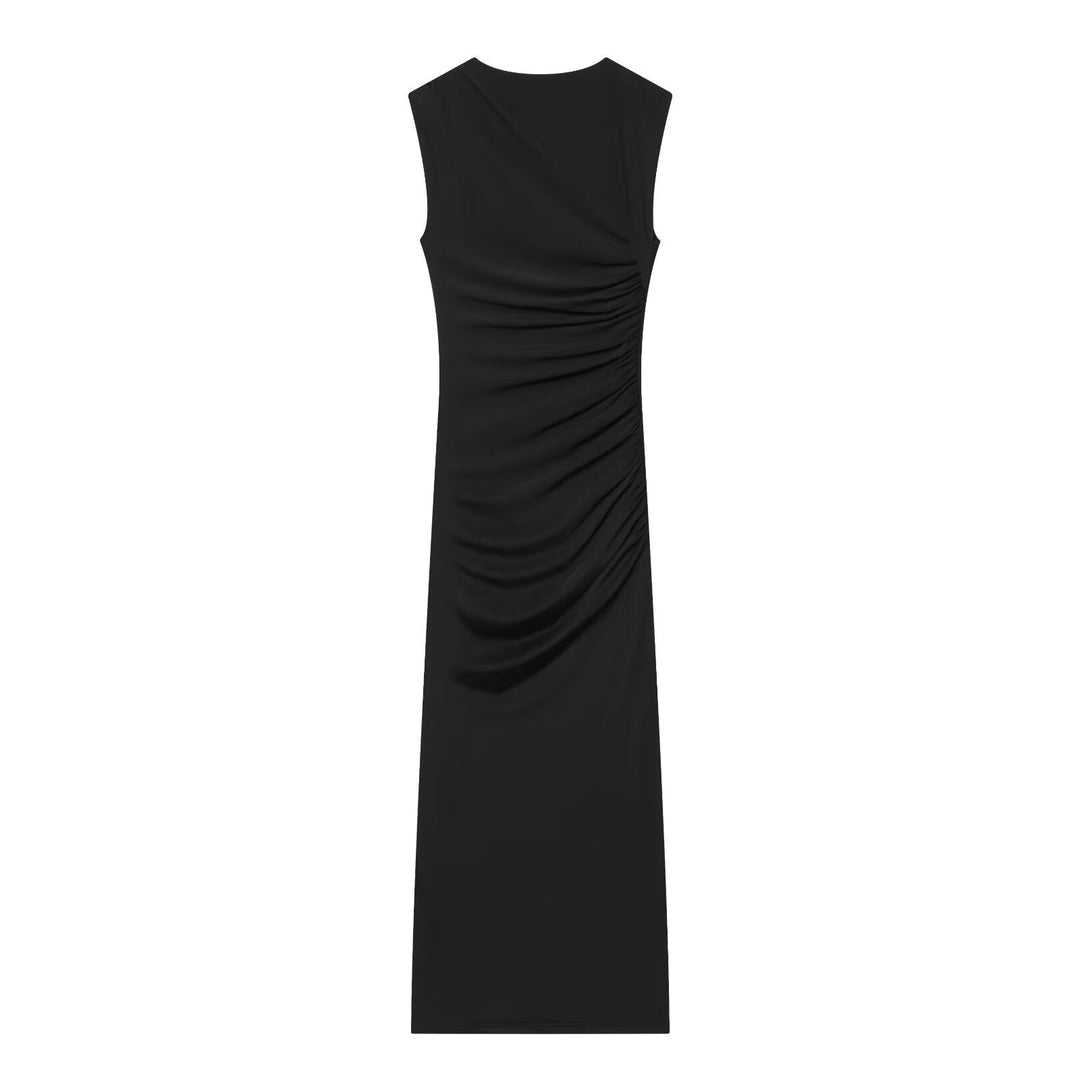 Damen ärmelloses Maxikleid mit raffinierten Rüschendetails und elegantem Schnitt