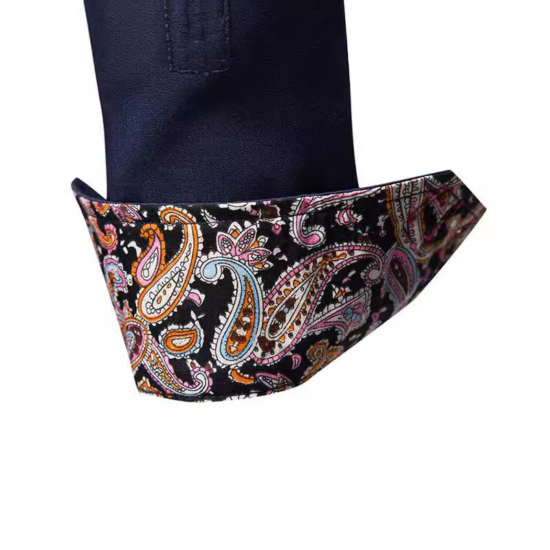 Herren Langarmhemd mit modernem Paisley-Muster und exklusiven Details