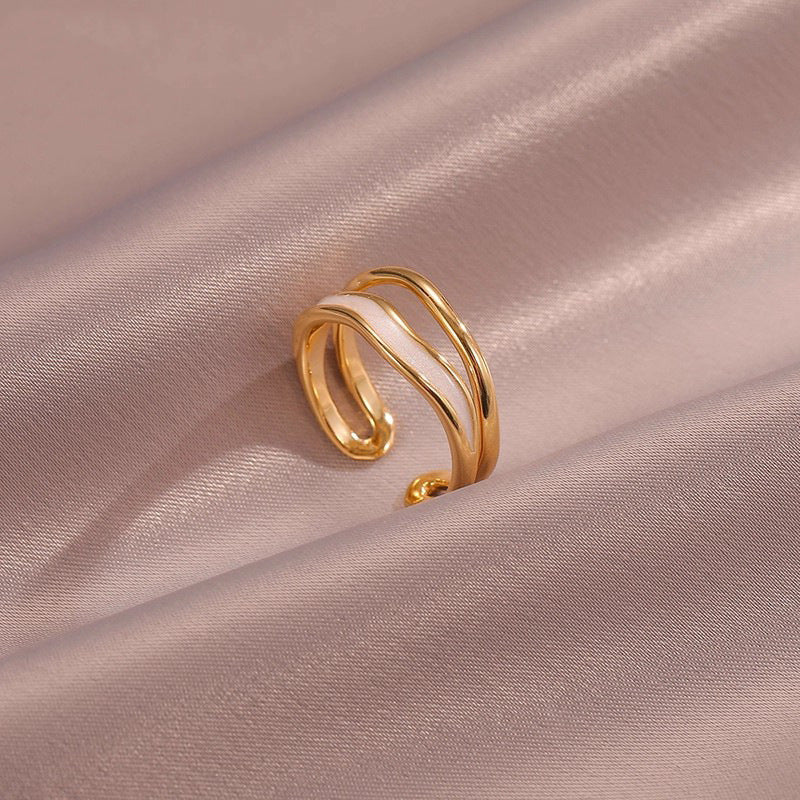 Damen Geometrischer Silberring mit fließendem Design Shop Nory