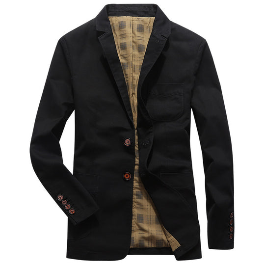 Herren legeres Canvas-Sakko mit aufgesetzten Taschen und kariertem Innenfutter Shop Nory