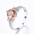 Damen Ring mit extravaganten Zirkonia-Einsätzen und funkelndem Rosenquarz Shop Nory