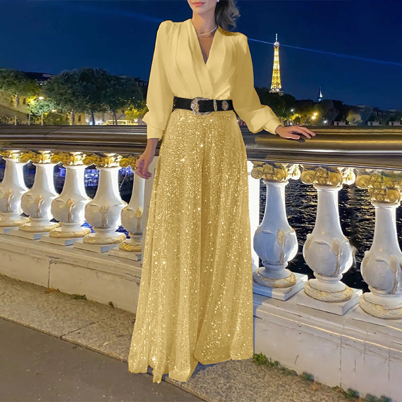 Damen Funkelndes Abendkleid mit elegantem Oberteil und glitzerndem Rock