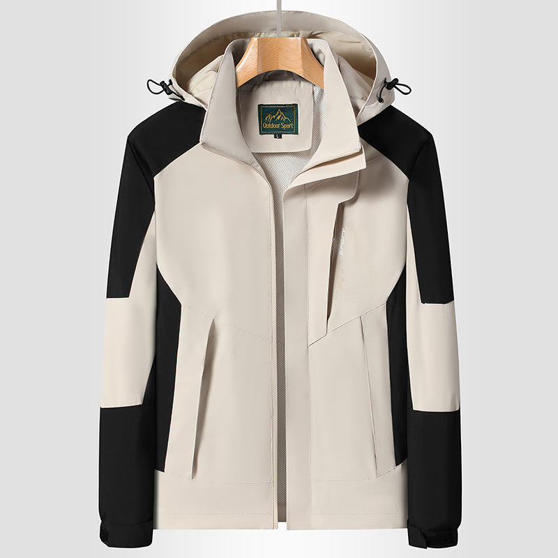 Damen Softshell‑Trekkingjacke mit atmungsaktiver Membran, verstellbarer Kapuze und Colorblock-Design Shop Nory