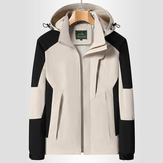 Damen Softshell‑Trekkingjacke mit atmungsaktiver Membran, verstellbarer Kapuze und Colorblock-Design Shop Nory