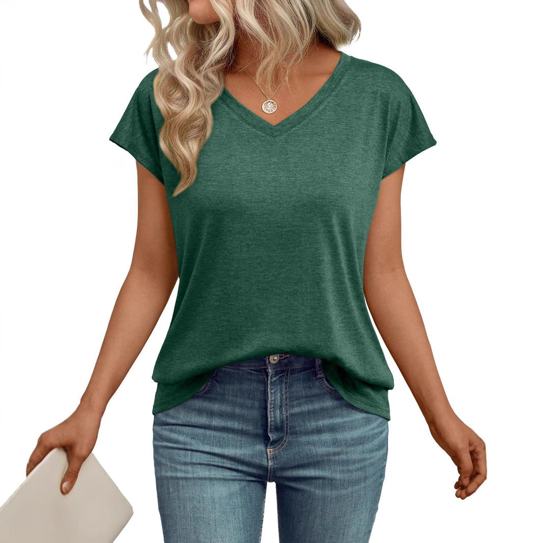 Damen V-Ausschnitt T-Shirt aus leichtem Material mit luftiger Passform