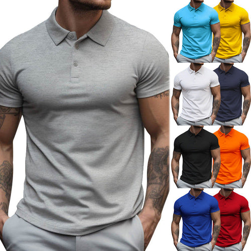 Herren nan athletisches figurnahes Piqué-Poloshirt kurzärmelig mit verdeckter Knopfleiste Shopnory