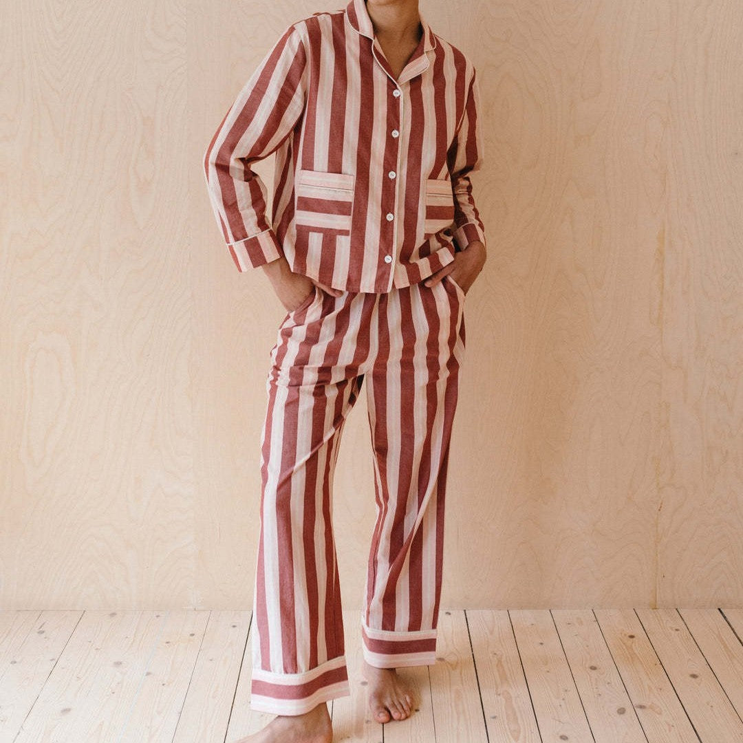 Damen Pyjama-Set mit modischem Streifenmuster