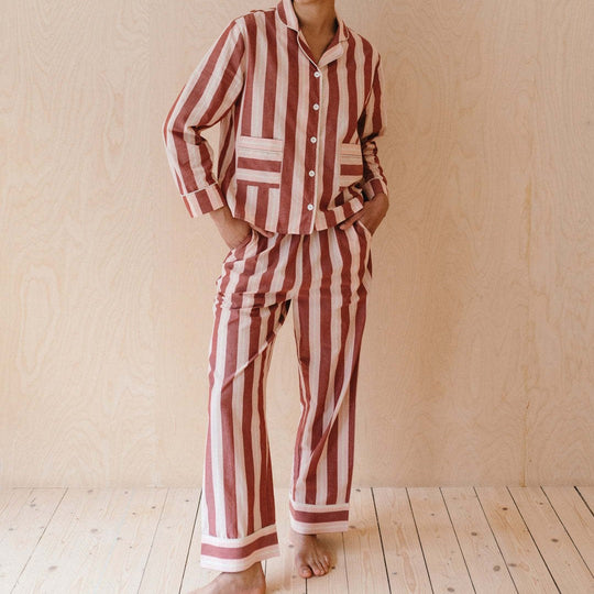 Damen Pyjama-Set mit modischem Streifenmuster