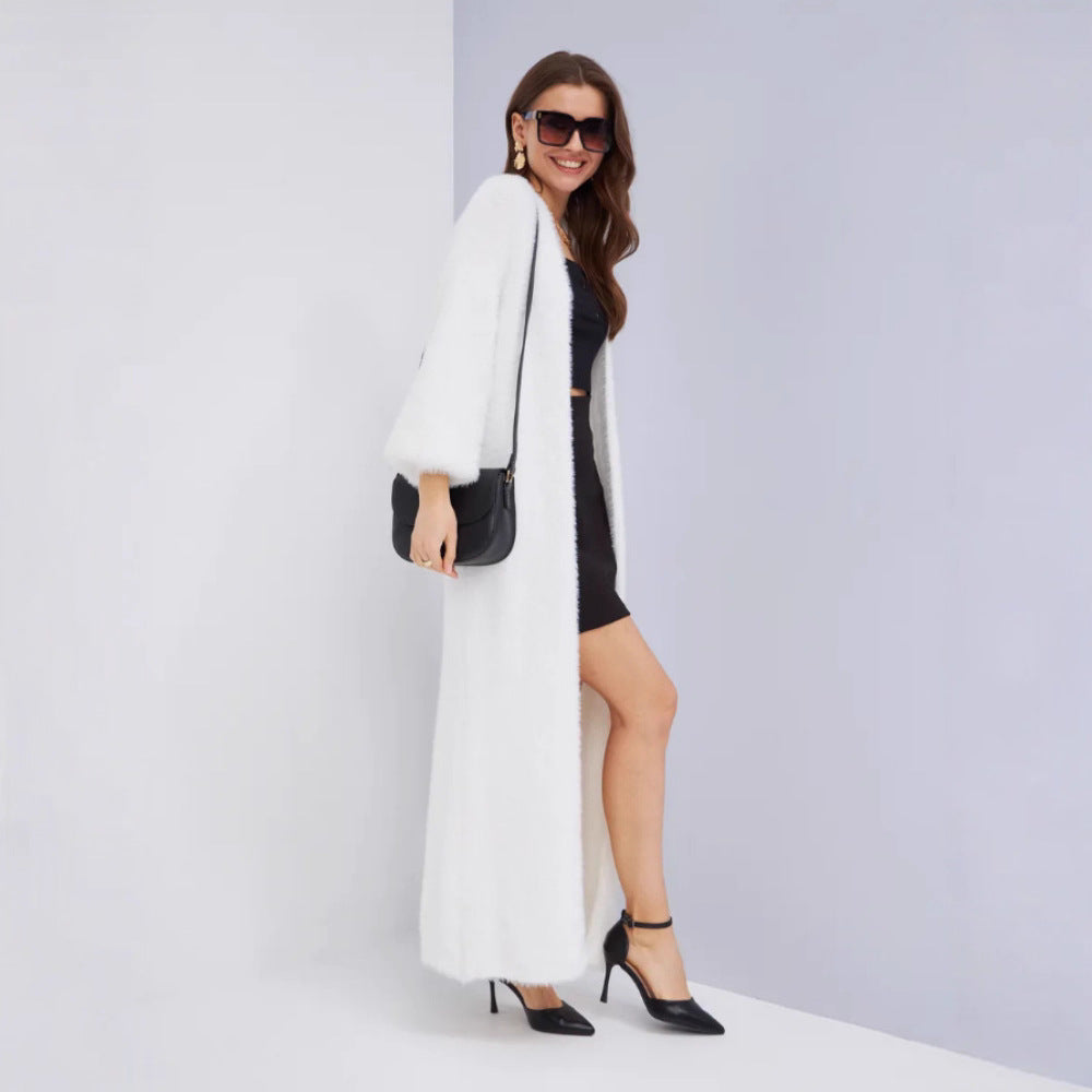 Damen Flauschiger Langarm Cardigan Shop Nory