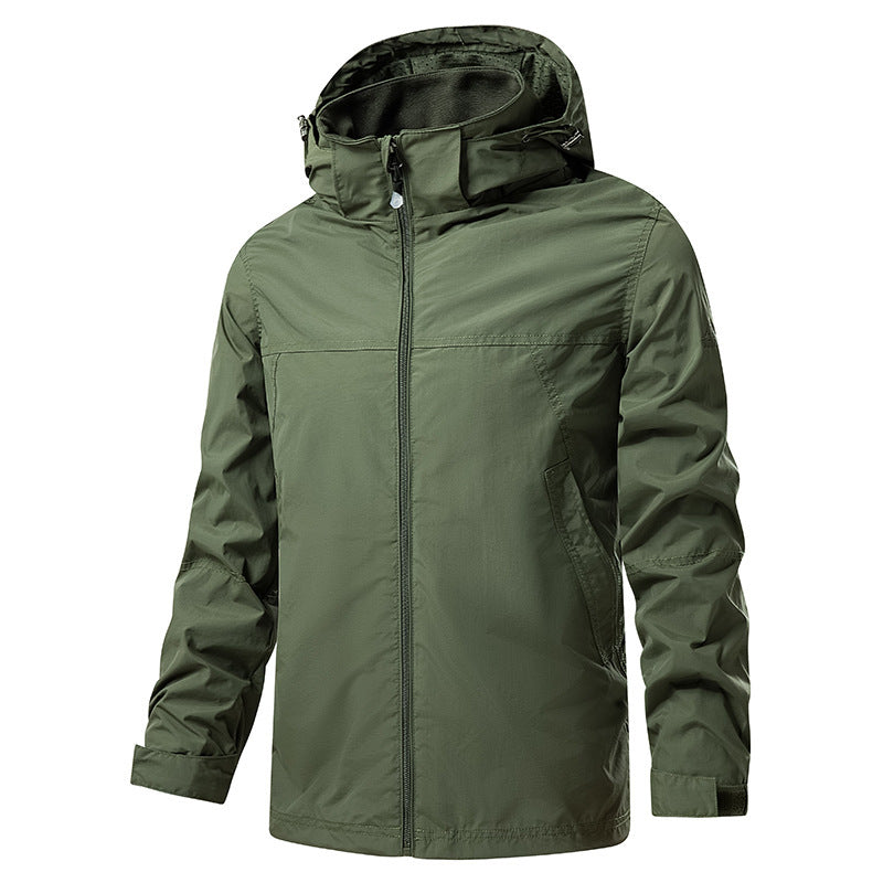 Herren Leichte packbare Regen- und Windjacke mit verstellbarer Kapuze und Mikrofleece-Kragen Shop Nory