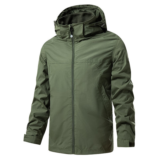 Herren Leichte packbare Regen- und Windjacke mit verstellbarer Kapuze und Mikrofleece-Kragen Shop Nory