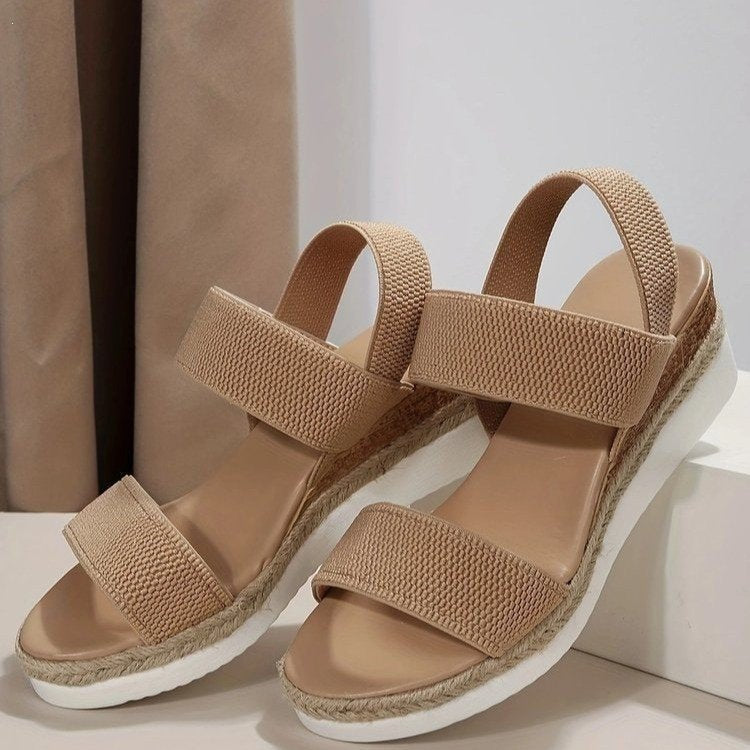 Damen Wedge-Sandalen mit elastischen Riemen und rutschfester Sohle