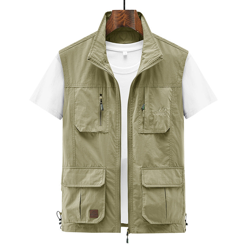 Herren Leichte Utility-Weste mit Stehkragen, Reißverschluss‑Front und Mehrfach‑Zip‑Taschen Shop Nory