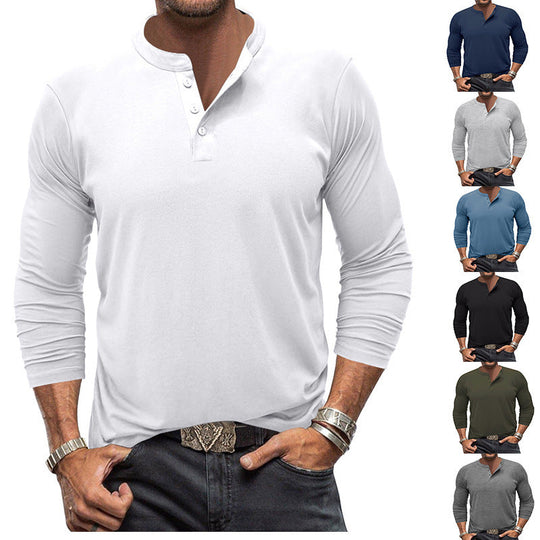 Herren Langarm T-Shirt mit Knopfleiste