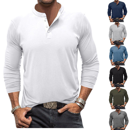 Herren Langarm T-Shirt mit Knopfleiste