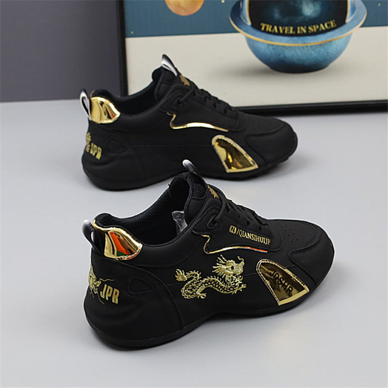 Herren Sneakers im sportlichen Design mit goldenen Akzenten und Drachenstickerei