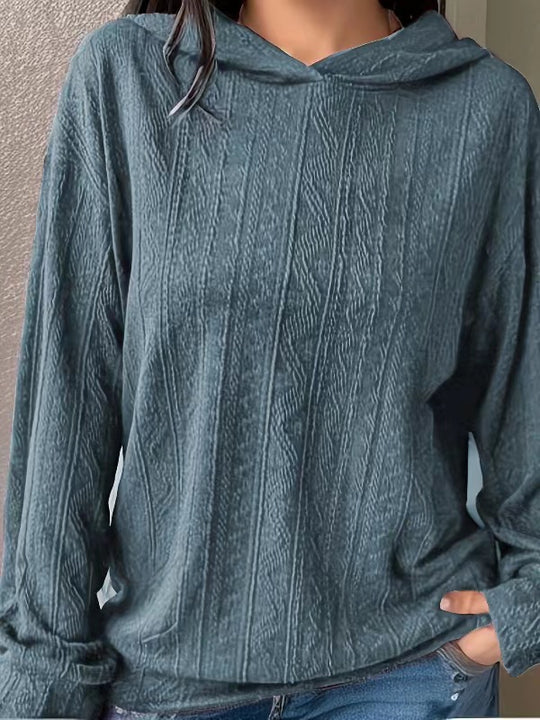 Damen Oversize Kapuzenpullover mit strukturierter Wellenoptik und Kängurutasche Shop Nory
