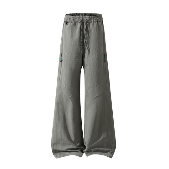 Herren Weite Cargo‑Hose mit Tunnelzugbund, Utility‑Nähten und Reißverschluss‑Taschen Shop Nory