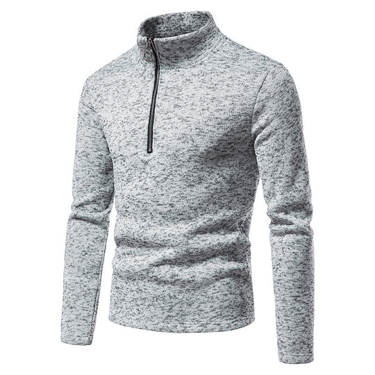 Herren Fleecepullover mit Stehkragen und innovativem Reißverschluss