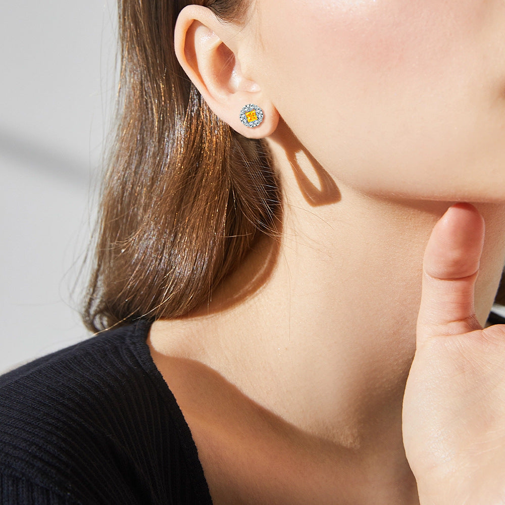 Damen Ohrstecker mit elegantem Kristallrahmen Shop Nory
