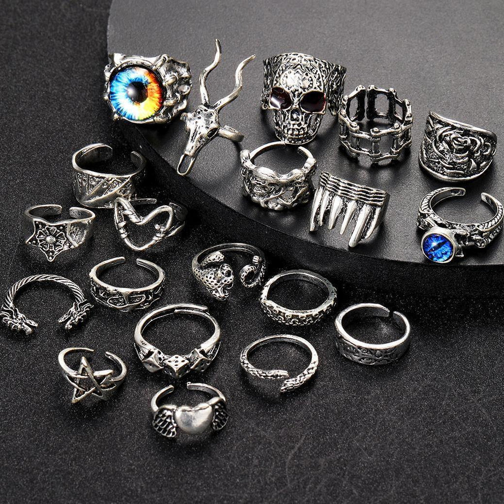Damen Punk-Ring-Set mit einzigartigen Designs und filigranen Details Shop Nory