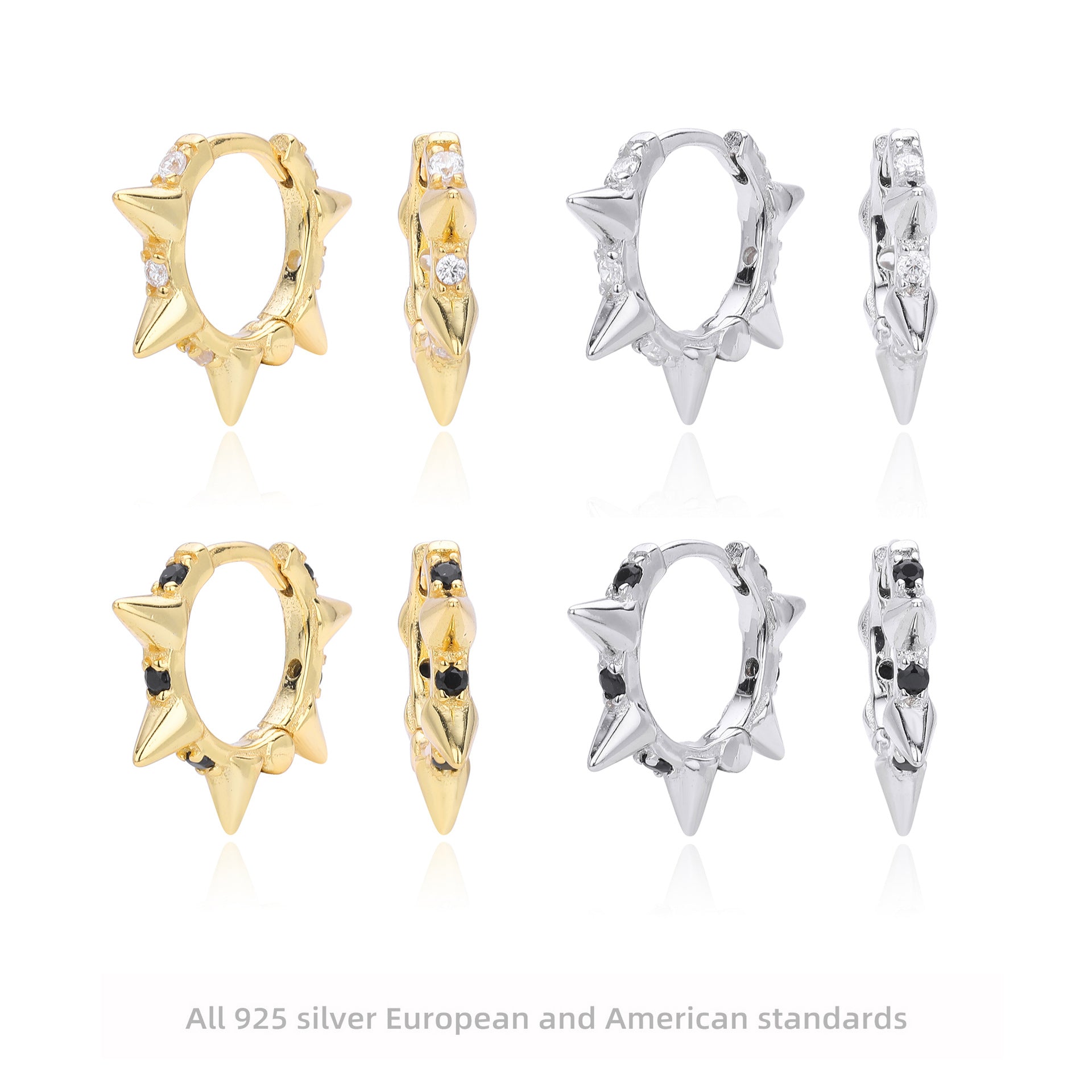 Damen Ohrhänger mit stilvollem Spike-Design aus 925 Sterling Silber Shop Nory