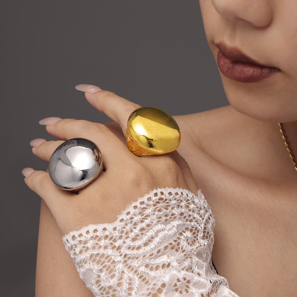 Damen Massiver Schmuckring aus hochwertigem Edelstahl mit glänzender Oberflächenbeschaffenheit Shop Nory