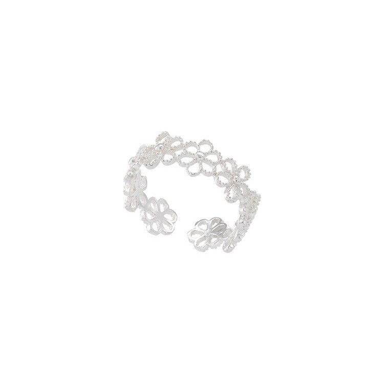 Damen Offener Ring mit filigranem Blumendesign Shop Nory