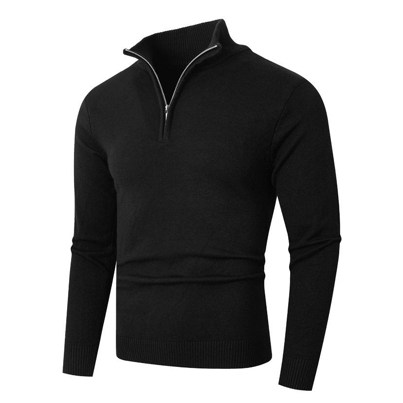 Herren Strickpullover mit modernem Stehkragen und hochwertigem Reißverschluss