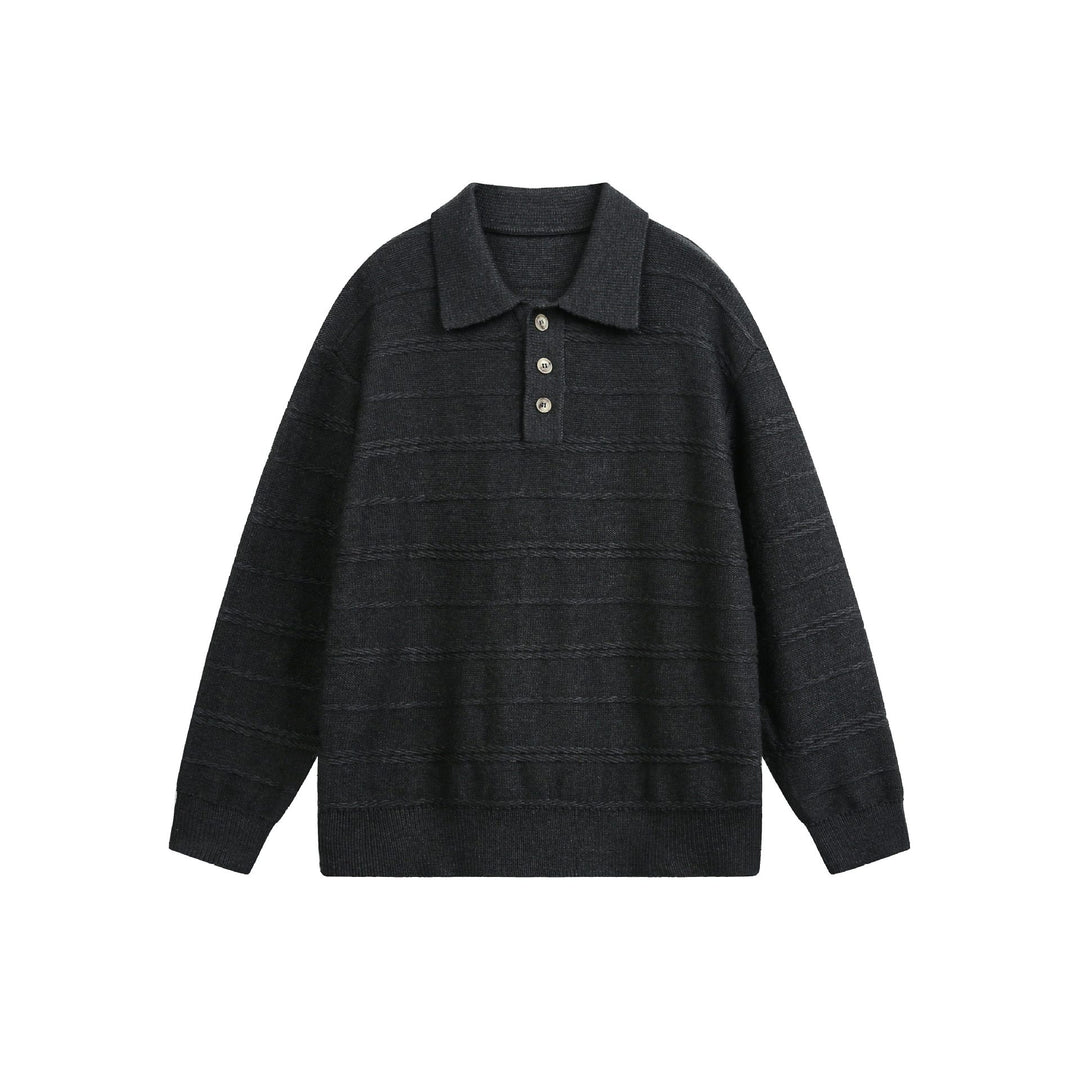 Unisex Strick-Polo mit Strukturstreifen und drei-Knopf-Leiste Shop Nory