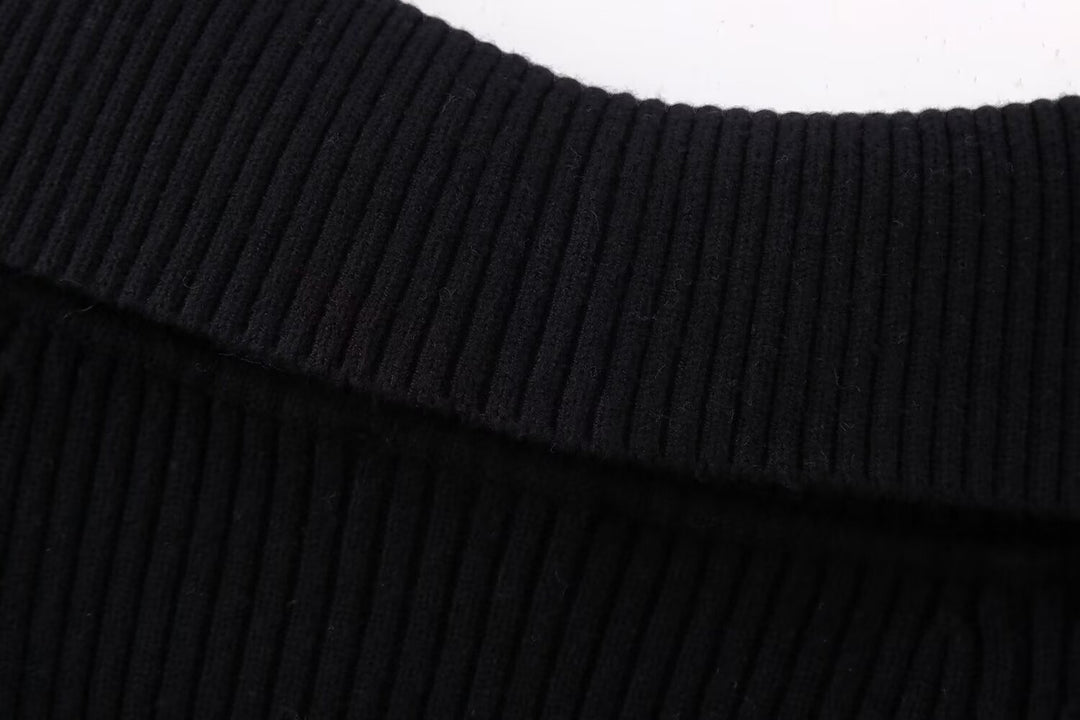 Damen Kurz geschnittene Rippenstrick-Jacke mit weitem Carmenkragen und durchgehendem Reißverschluss Shop Nory