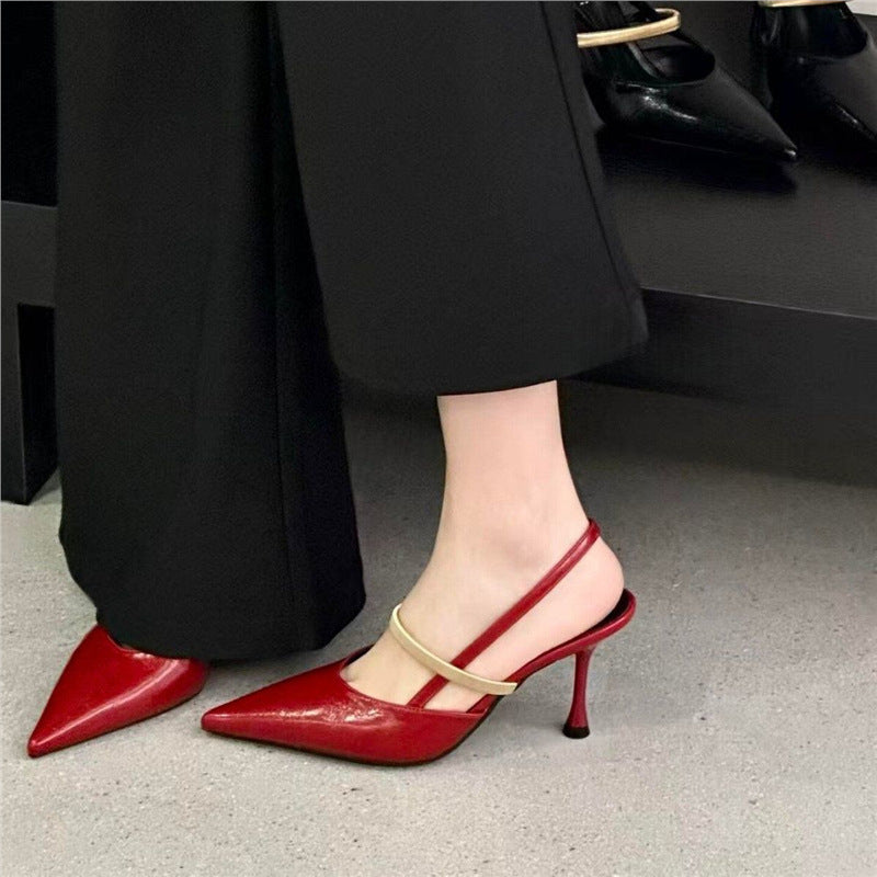 Damen Spitz zulaufende Lackpumps als Slingback mit feinem Riemchen und sculpted Stiletto Shop Nory