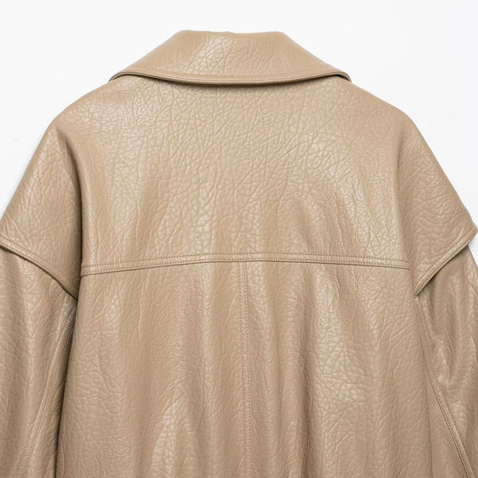 Damen Kurz geschnittene Kunstlederjacke im Oversized-Trenchstil Shop Nory