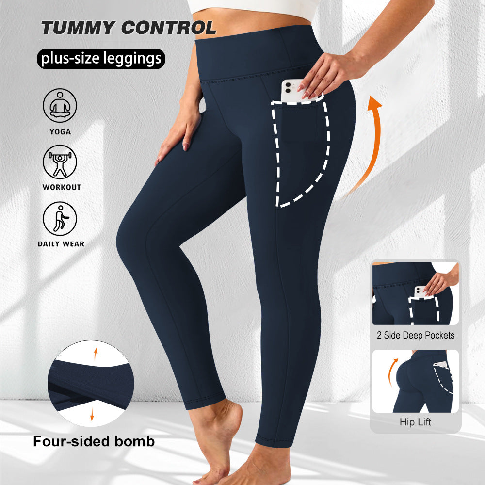 Damen hochtaillierte Sportleggings mit Seitentasche und formendem Stretchmaterial Shopy Nory