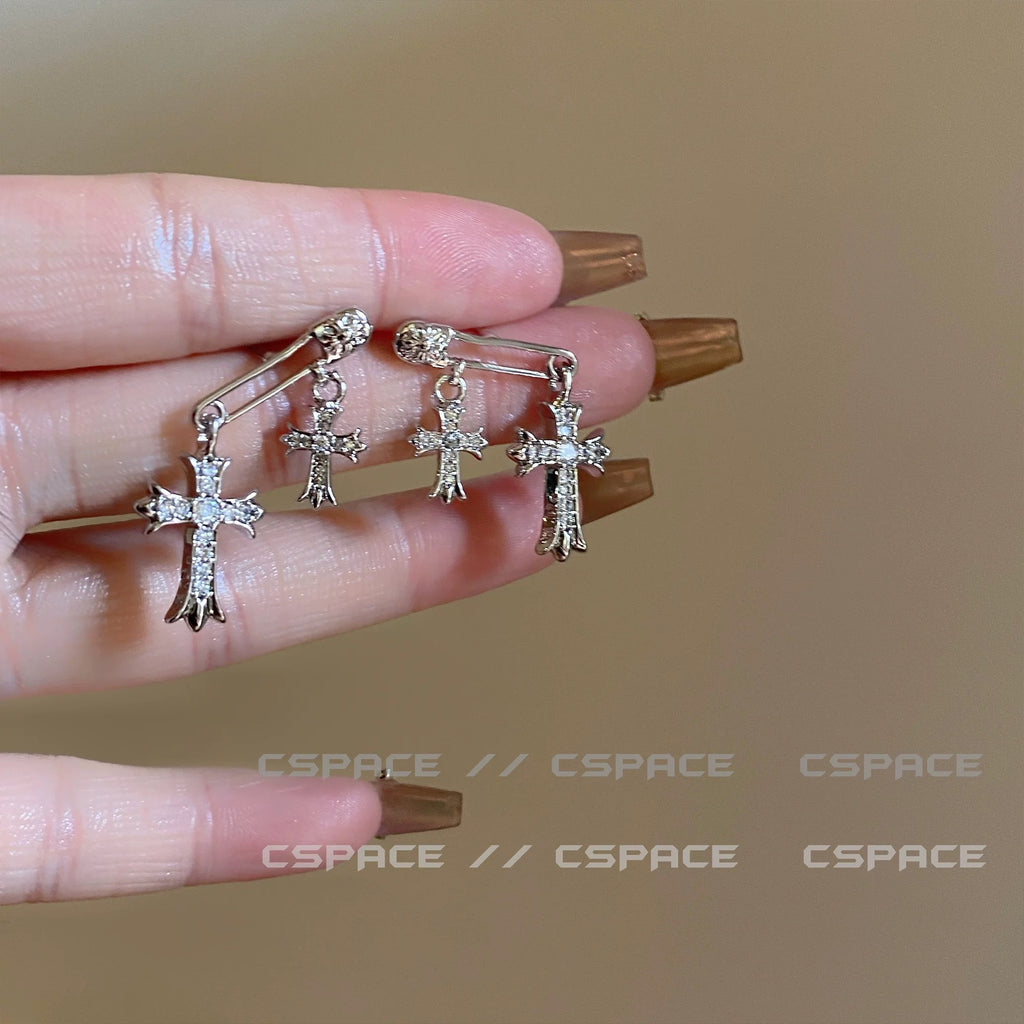 Damen Ohrstecker mit funkelndem Kreuzdesign und elegantem Anhänger Shop Nory