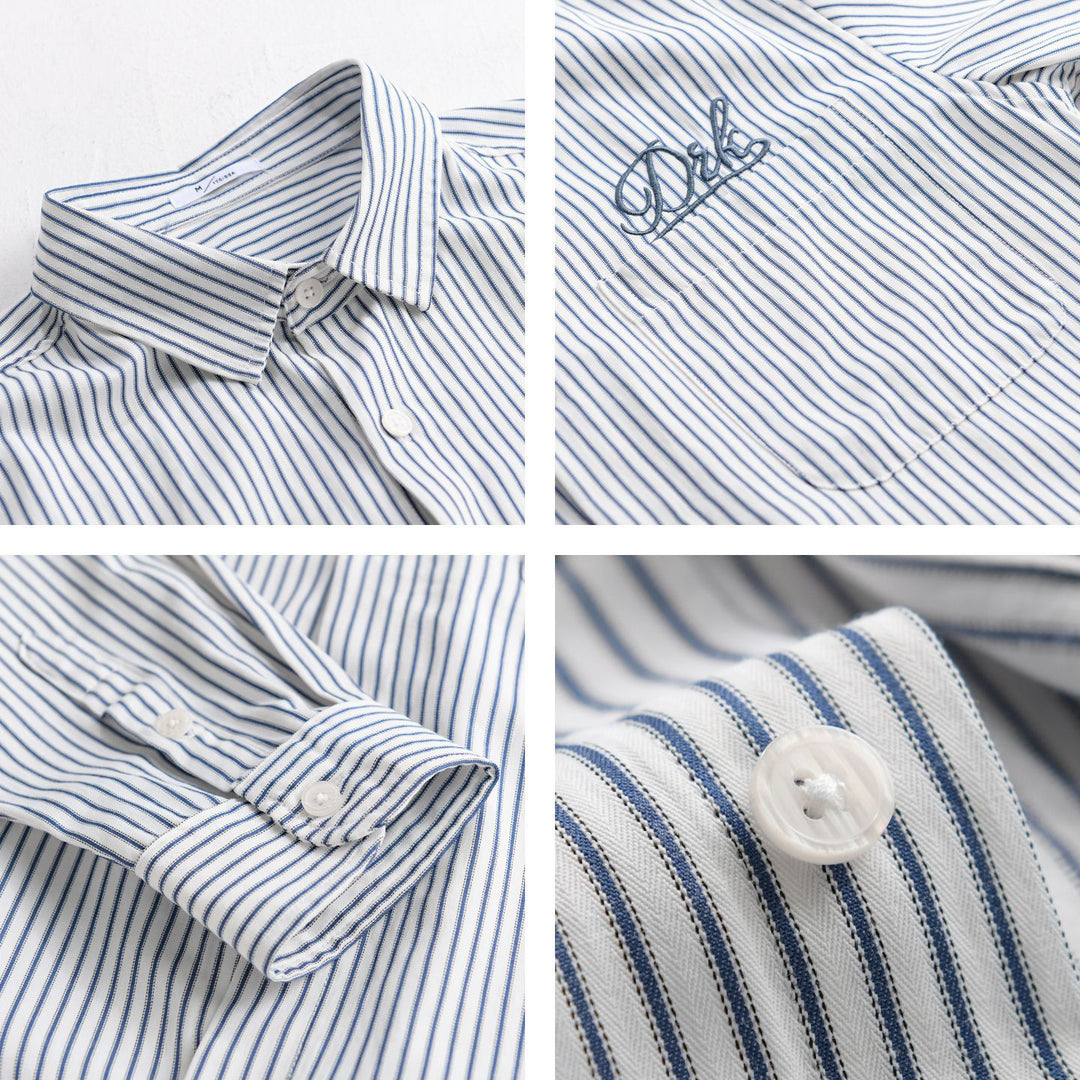 Herren Gestreiftes Overshirt‑Hemd mit Brusttasche und tonalem Logo‑Stick Shop Nory