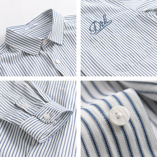 Herren Gestreiftes Overshirt‑Hemd mit Brusttasche und tonalem Logo‑Stick Shop Nory