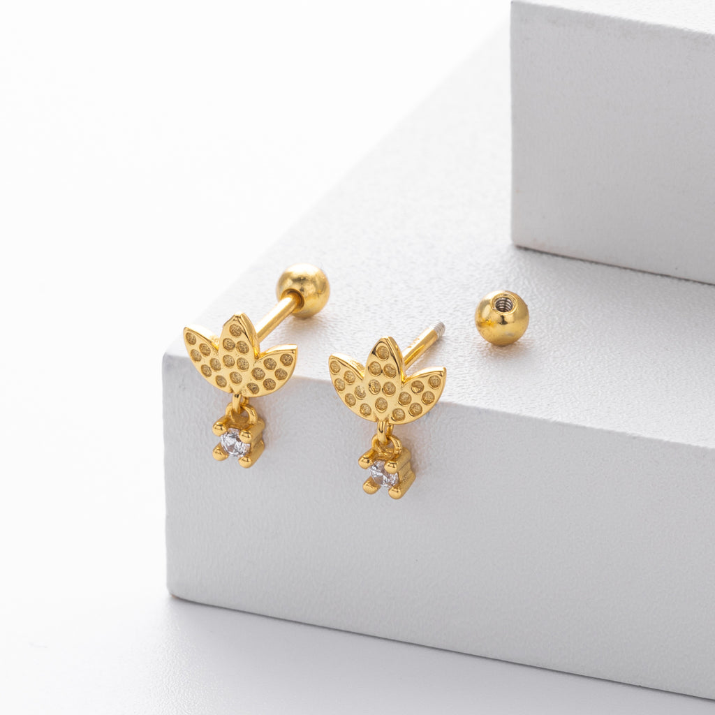 Damen Ohrstecker mit luxuriösem Blattdesign aus 925 Sterling Silber Shop Nory