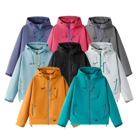 Herren Leichte Tech-Softshelljacke mit Kapuze, verstellbarem Saum und Kontrast-Reißverschlüssen Shop Nory