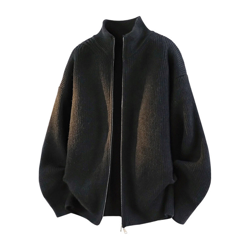Damen Oversized Strickjacke mit hohem Kragen und Reißverschluss Shop Nory