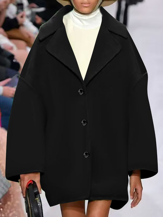 Damen Oversize-Kurzmantel mit weitem Revers und Knopfverschluss Shop Nory