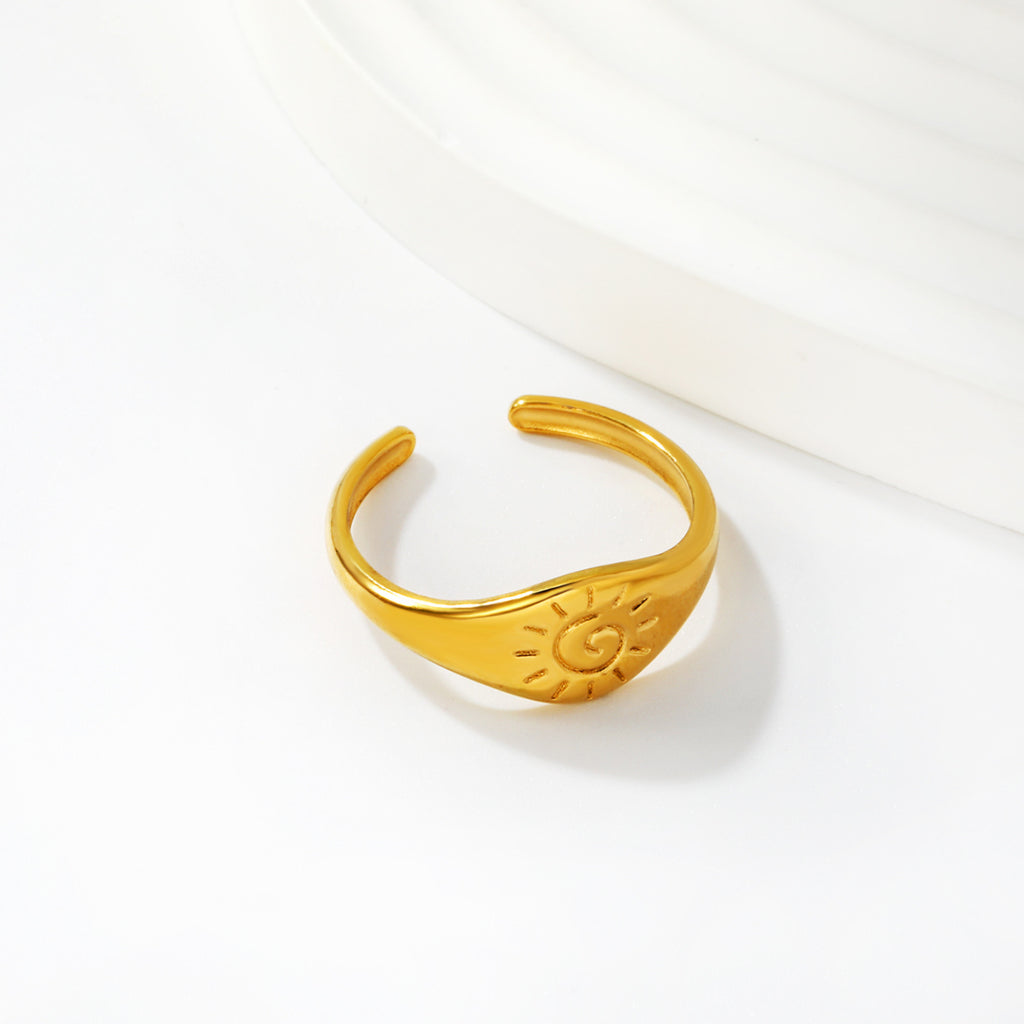 Damen offener Ring mit kunstvollem Sonnenmotiv und geschwungenem Design Shop Nory