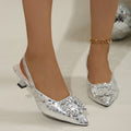 Damen Slingback-Pumps mit glänzenden Zierstein-Applikationen Shopnory