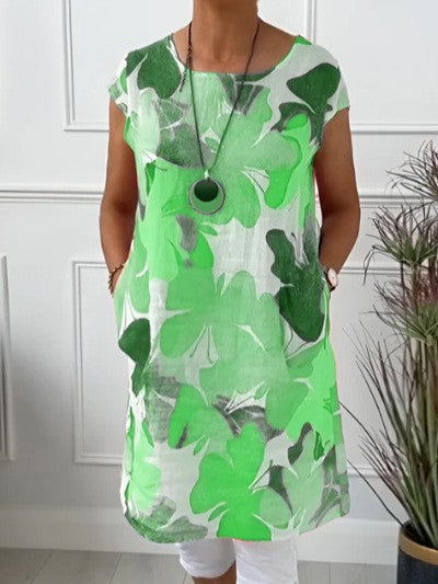 Damen Leichtes Strandkleid mit floralem Muster und Taschen