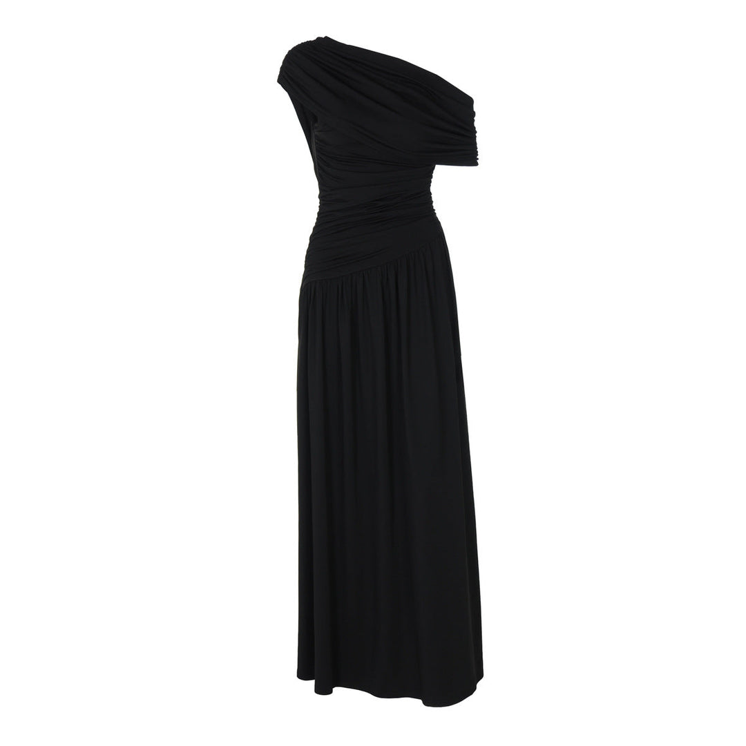 Damen Elegantes asymmetrisches Maxikleid mit Raffungen