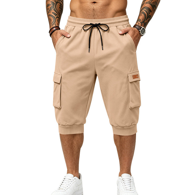 Herren Dreiviertel-Sweat-Cargo mit elastischem Bund, Kordelzug und Mehrfachtaschen Shop Nory