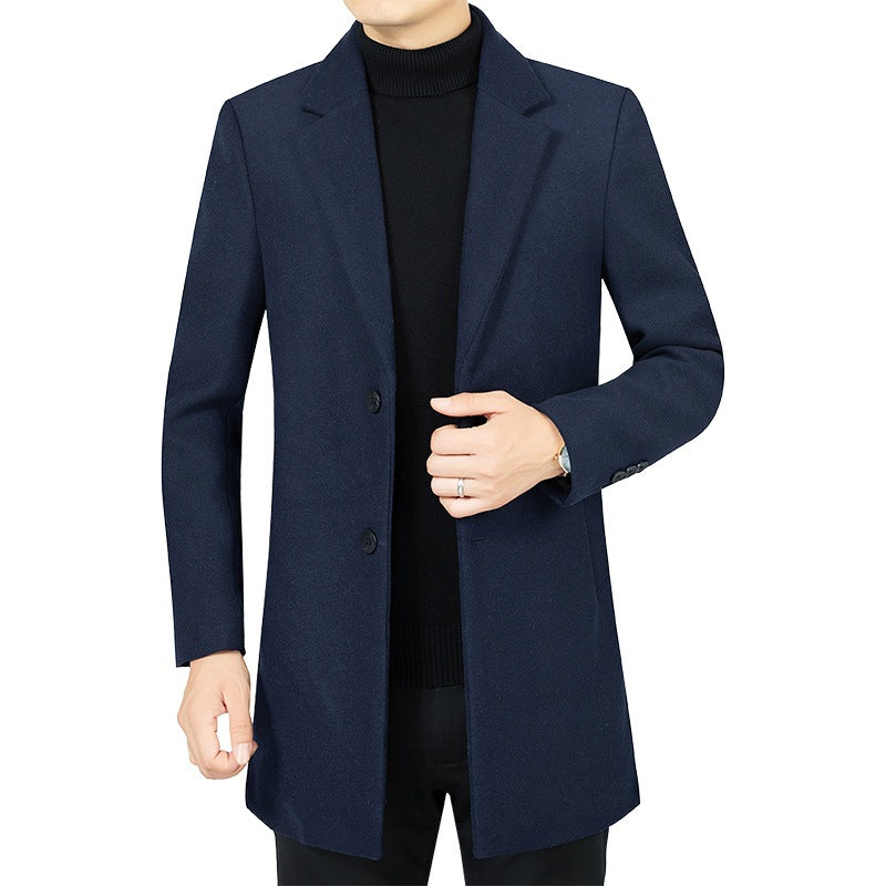 Herren Eleganter taillierter Wollmix-Mantel mit Notch-Revers und Zweiknopfverschluss Shop Nory