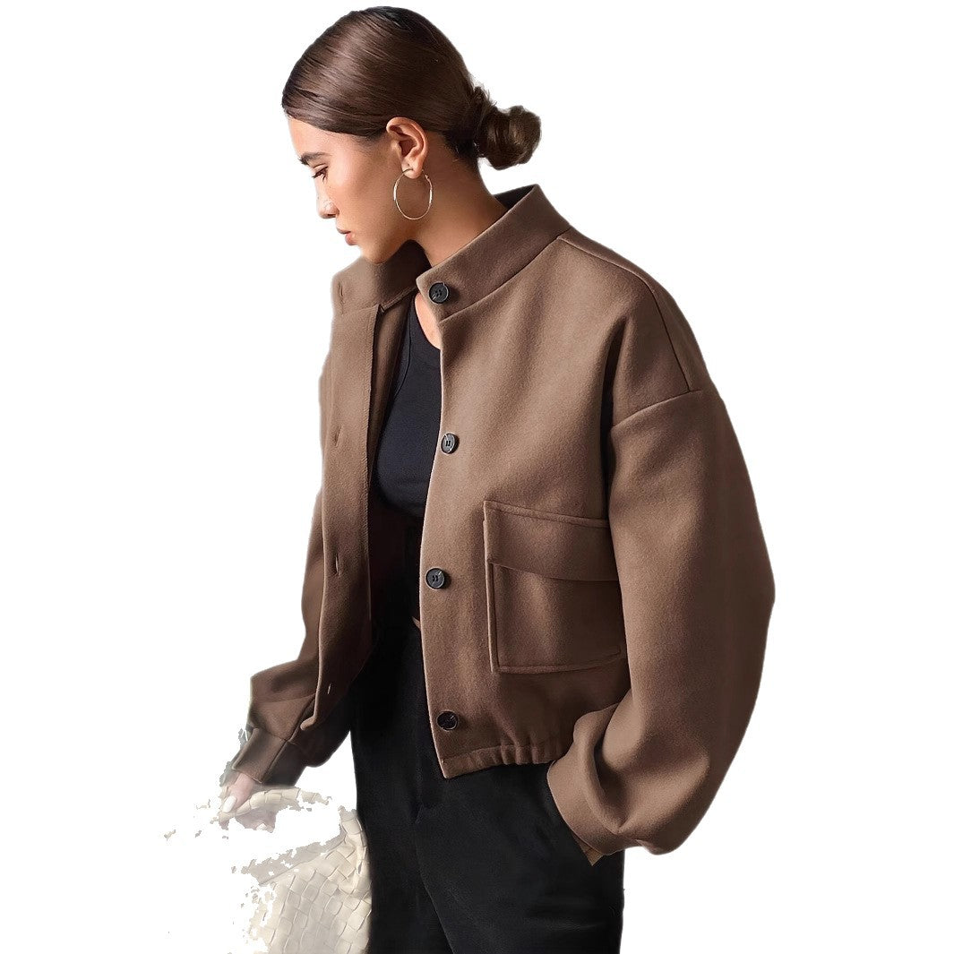 Damen Modische Kurzjacke mit Stehkragen