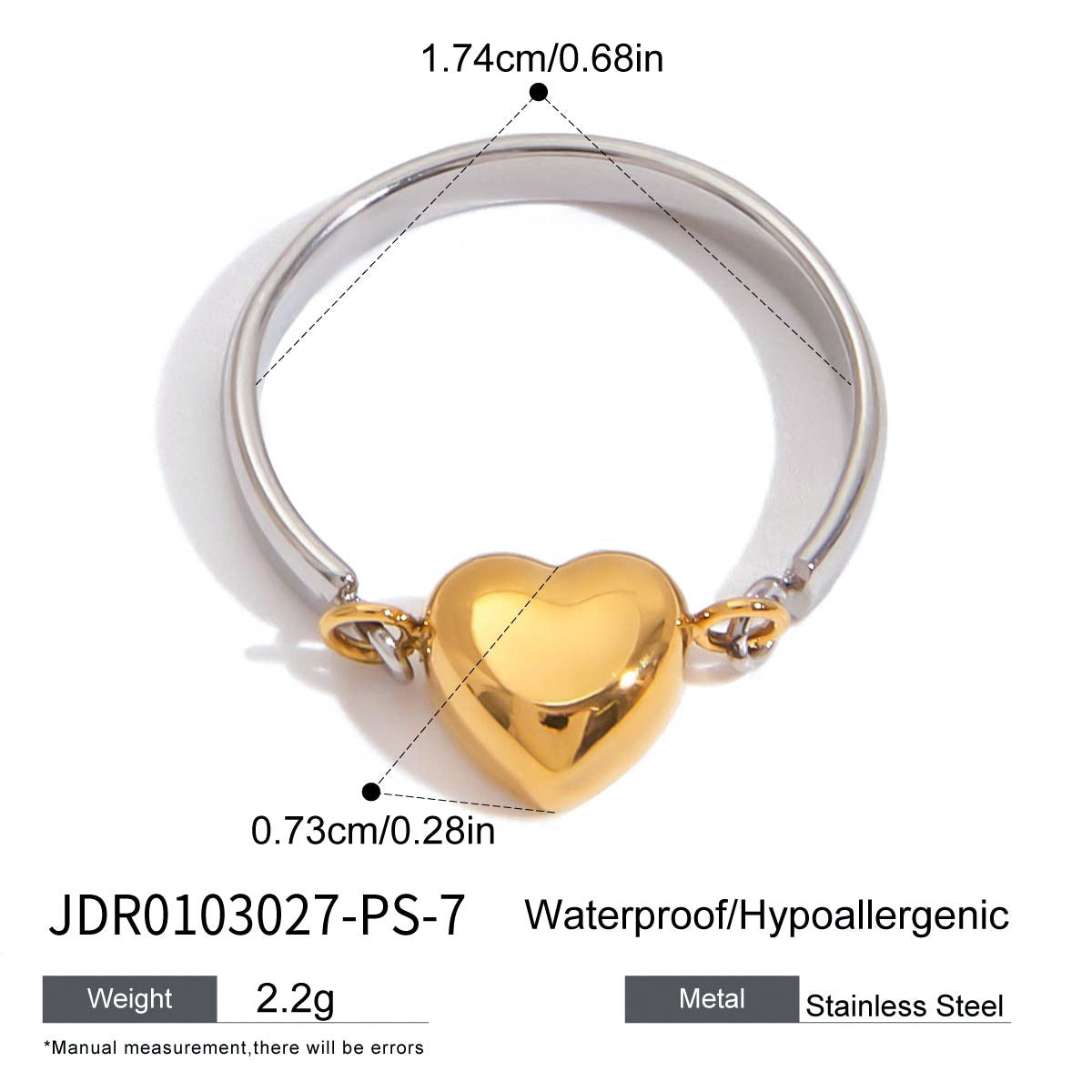 Damen Offenes Herzarmband aus hypoallergenem Edelstahl Shop Nory